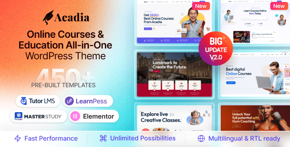 Acadia 2.0.1 - Education WordPress Theme For University & Online Course