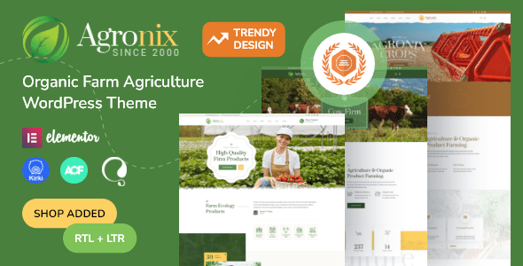 Agronix 2.0.1 - Organic Farm Agriculture WordPress Theme + RTL
