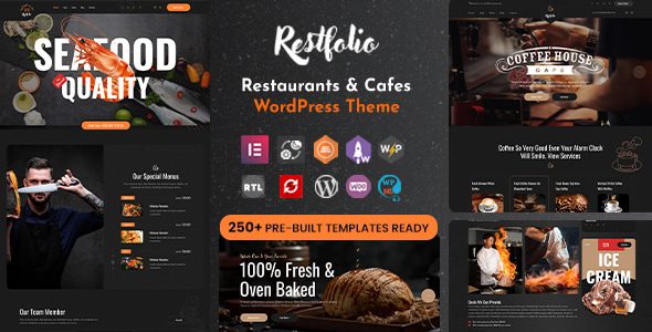 Restfolio 1.0.2 - Elementor Restaurants & Cafes WordPress Theme