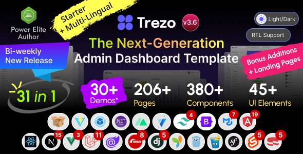 Trezo 3.6 - Tailwind, Bootstrap, Material, React, Angular, Vue, Laravel ASP.net Admin Dashboard Template