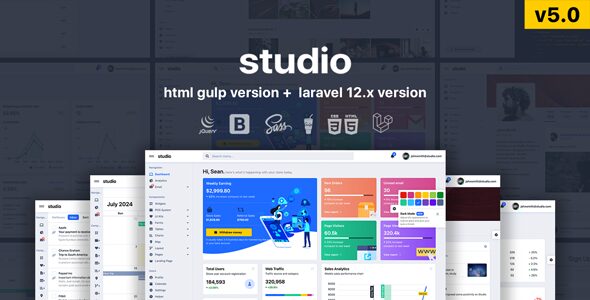 Studio 5.0 - HTML & Laravel 12.x Bootstrap 5 Admin Template