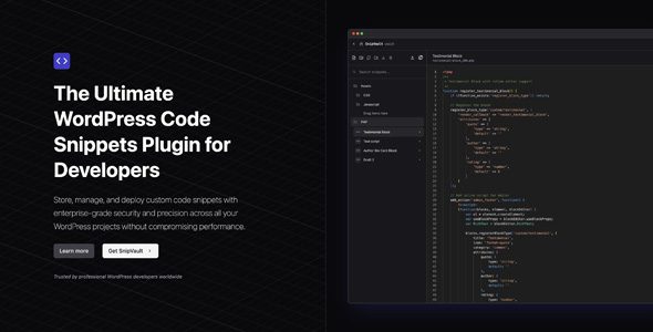 SnipVault 1.0.20 - WordPress Code Snippets Plugin