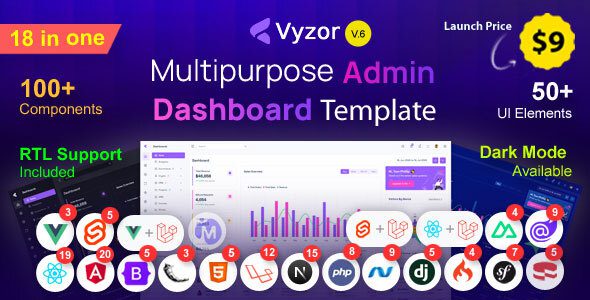 Vyzor 6.0 - Multipurpose Admin & Dashboard Template