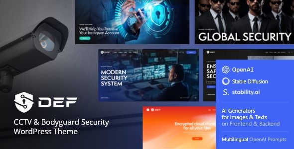 Def 1.10.0 - CCTV Camera & Bodyguard Security WordPress Theme