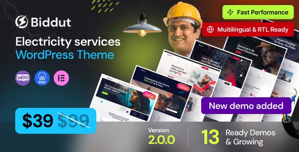 Biddut 2.0.3 - Electricity Services WordPress Theme Biddut 2.0.3 - Electricity Services WordPress Theme