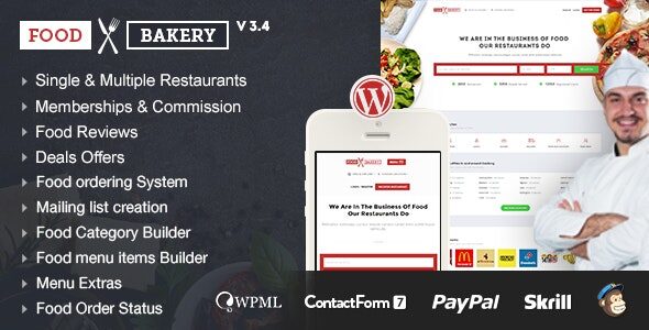 FoodBakery 4.3 Nulled - Delivery Restaurant Directory WordPress Theme
