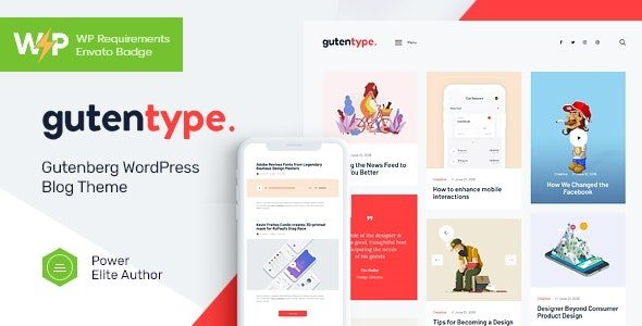 Gutentype 2.1.11 – 100% Gutenberg Blog Theme + Elementor