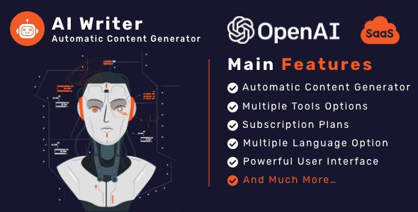 AI Writer SaaS 1.0 Nulled - Powerful Automatic Content Generator Tools & Writing Assistant