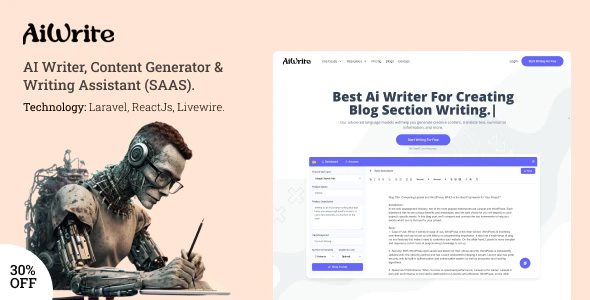 AiWrite 1.5.1 - AI Writer, Content Generator & Writing Assistant Tools(SAAS)