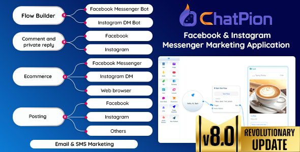 ChatPion 8.5.4 Nulled - Facebook & Instagram Chatbot,eCommerce,SMS/Email & Social Media Marketing Platform (SaaS)