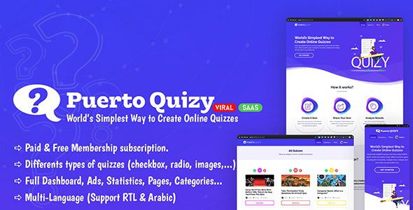 Puerto Quizy 1.1.0 - Premium Quiz Builder Script SAAS