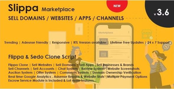 Slippa 4.0 – Domains,Website ,App & Social Media Marketplace PHP Script