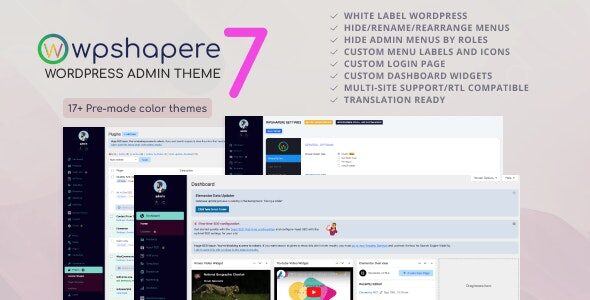 Wordpress Admin Theme - WPShapere 7.0.6