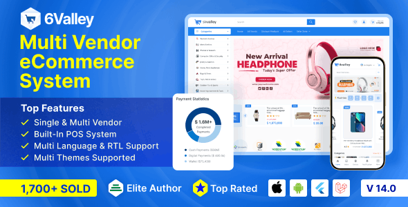 6Valley 14.2 Nulled - Multi-Vendor E-commerce - Complete eCommerce Mobile App, Web, Seller and Admin Panel
