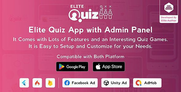 Elite Quiz - Trivia Quiz | Quiz Game - Flutter Full App + Admin Panel