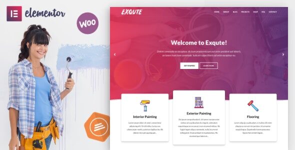 Exqute 1.9.1 - Painting Company WordPress Theme