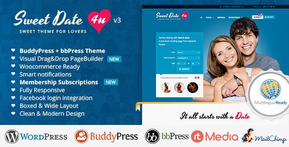 Sweet Date 3.7.3 - More than a WordPress Dating Theme