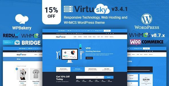 VirtuSky 3.4.1 - Responsive Web Hosting and WHMCS WordPress Theme