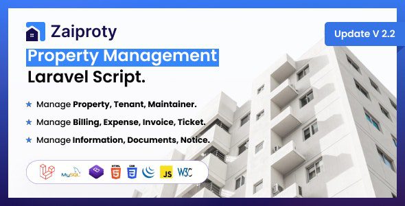 Zaiproty 3.3 Nulled - Property Management Laravel Script