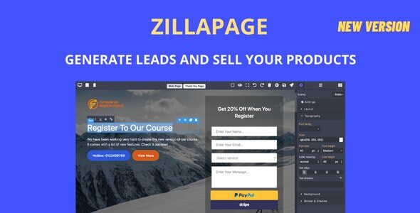 Zillapage 1.2.1 - Landing page and Ecommerce builder