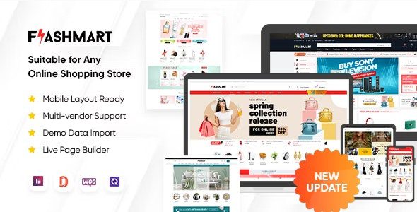 FlashMart 2.0.15 Nulled - Multipurpose Elementor WooCommerce WordPress Theme (10+ Homepages & Mobile Layout Ready)