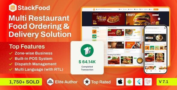 StackFood Multi Restaurant 7.5 Nulled - Food Delivery App with Laravel Admin and Restaurant Panel