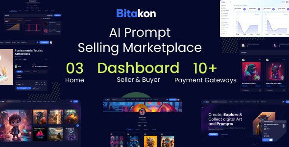 Bitakon 1.0.5 Nulled - AI Prompt Buy Selling Marketplace (Multi Seller)
