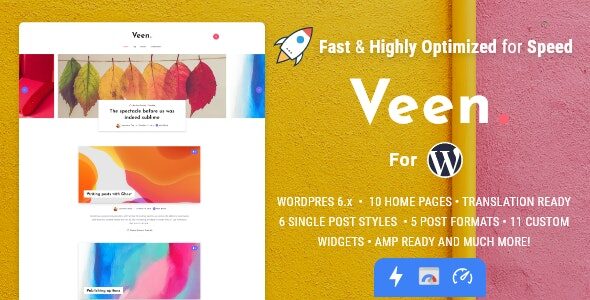Veen 2.6.0 - Minimal Lightweight AMP Blog for WordPress