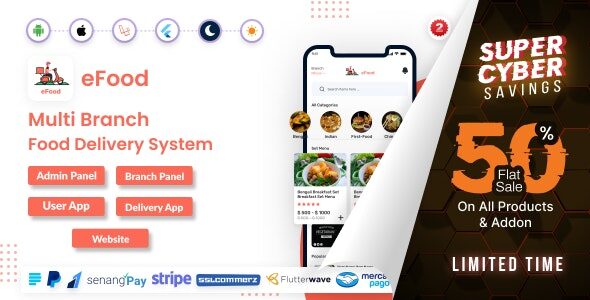 eFood 10.2 – Food Delivery App with Laravel Admin Panel + Delivery Man App