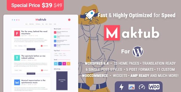 Maktub 2.0.5 – Minimal & Lightweight Blog for WordPress