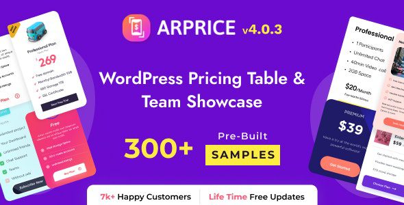ARPrice 4.0.3 Nulled - WordPress Pricing Table Plugin