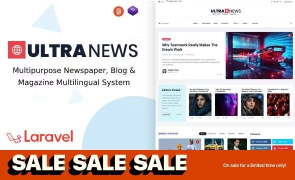 UltraNews 2.8.0 - Laravel Newspaper, Blog Multilingual System with support AI Writer, Content Generator