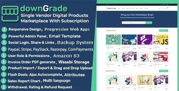 downGrade 5.9.0 - Single Vendor Digital Marketplace With Subscription