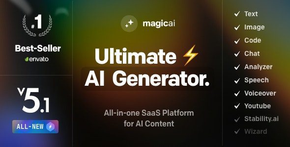 MagicAI 6.0.1 - OpenAI Content, Text, Image, Chat, Code Generator as SaaS
