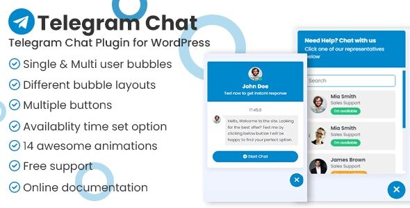 Telegram Chat Support Pro WordPress Plugin 1.0.2