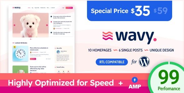 Wavy 1.5.0 - Modern & Lightweight Blog for WordPress