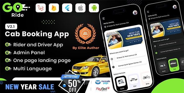 GORIDE - InDriver Clone 2.2 - Flutter Complete Taxi Booking Solution with Bidding Option