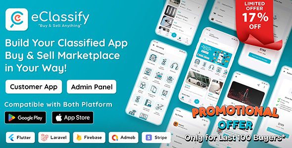 eClassify 1.0.2 - Classified Buy and Sell Marketplace Flutter App with Laravel Admin Panel
