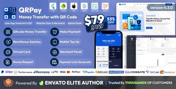 QRPay 4.3.0 - Money Transfer with QR Code Full Solution