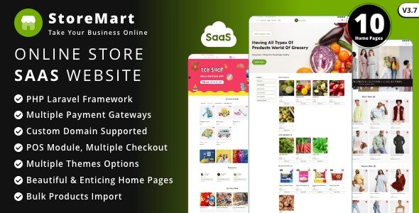StoreMart SaaS 3.7 - Online Product Selling Business Website Builder