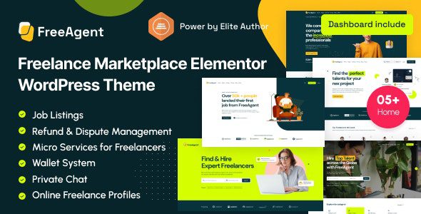 FreeAgent 2.1.2 - Freelance Marketplace Elementor WordPress Theme