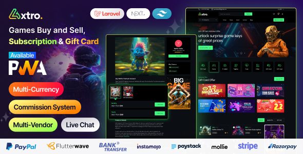 Axtro 2.0.0 - Games Buy and Sell, Subscription & Gift Card Laravel Script