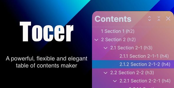 Tocer (Fixed Toc) - Table of Contents Maker WordPress Plugin