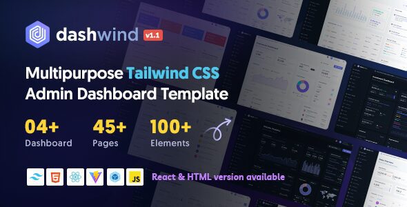 DashWind 1.1.0 - Multipurpose Tailwind CSS Admin Dashboard Template