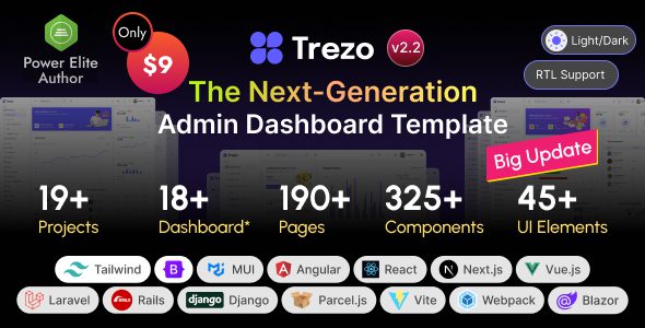 Trezo 2.2 - Tailwind, Bootstrap, Material, React, Angular, Vue, Laravel ASP.net Admin Dashboard Template