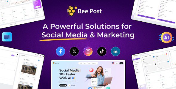 BeePost 1.1 - AI Social Media Management & Content Creation SaaS with Subscription System