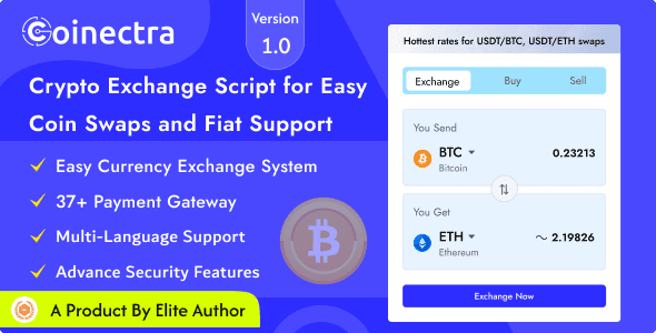 Coinectra 1.1 - Buy, Sell and Crypto Currency Exchange Script