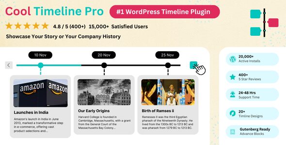 Cool Timeline Pro 4.8.9 - Horizontal & Vertical Timeline Plugin For WordPress