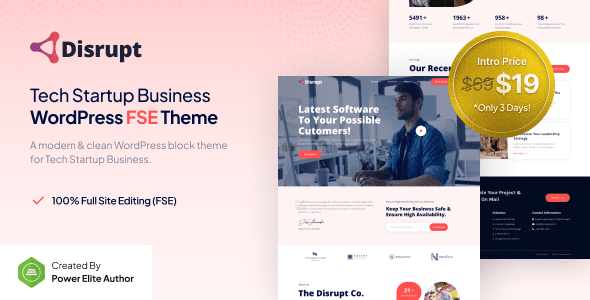 Disrupt 1.0 - Tech Startup Business FSE WordPress Theme