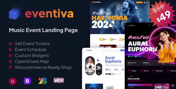 Eventiva 1.1.2 - Music & Bands Events Landing Page WordPress Theme